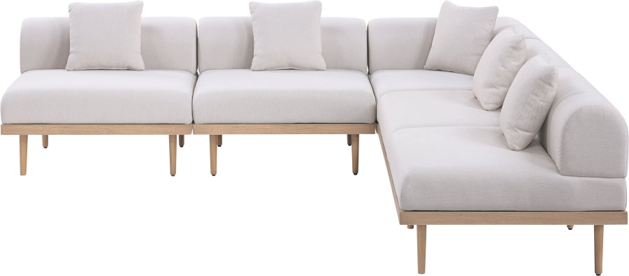 Laguna 106.5" Resilient Water Resistant Fabric Upholstered Outdoor Patio 5pc. Modular Sectional