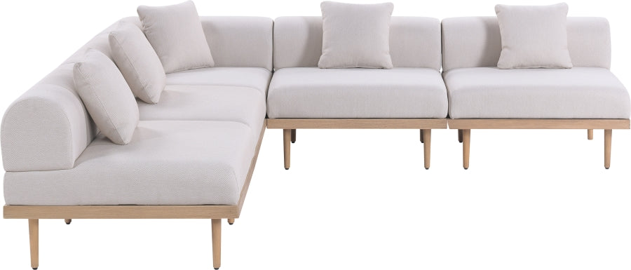 Laguna 106.5" Resilient Water Resistant Fabric Upholstered Outdoor Patio 5pc. Modular Sectional
