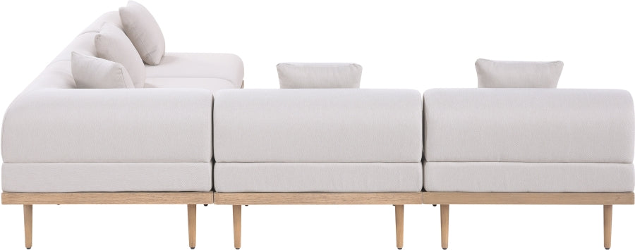 Laguna 106.5" Resilient Water Resistant Fabric Upholstered Outdoor Patio 5pc. Modular Sectional