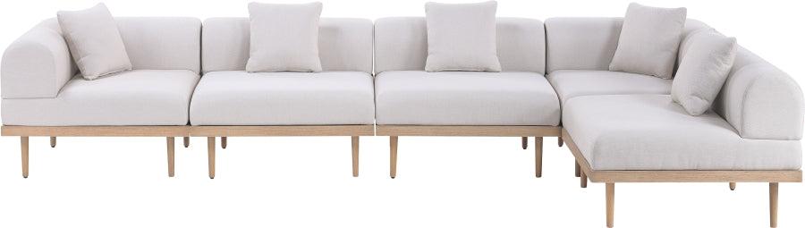 Laguna 142" Resilient Water Resistant Fabric Upholstered Outdoor Patio 5pc. Modular Sectional