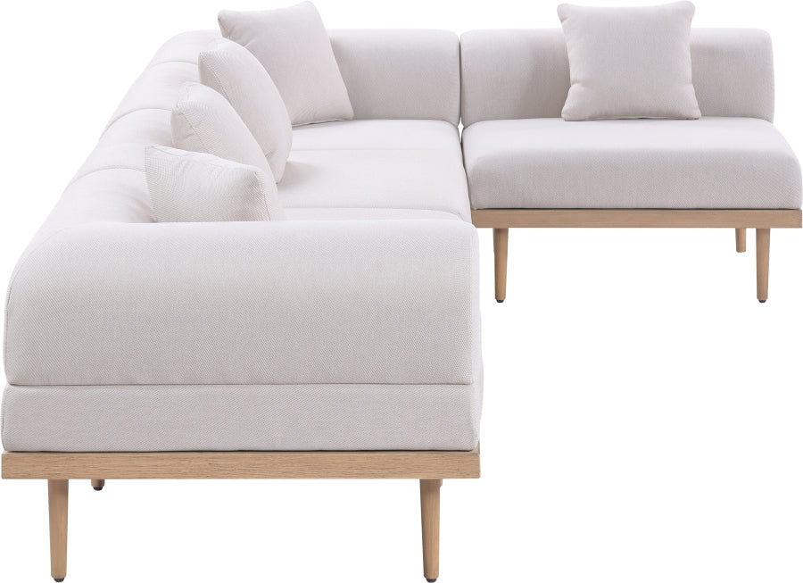 Laguna 142" Resilient Water Resistant Fabric Upholstered Outdoor Patio 5pc. Modular Sectional