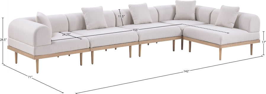 Laguna 142" Resilient Water Resistant Fabric Upholstered Outdoor Patio 5pc. Modular Sectional