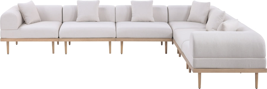 Laguna 142" Resilient Water Resistant Fabric Upholstered Outdoor Patio 6pc. Modular Sectional