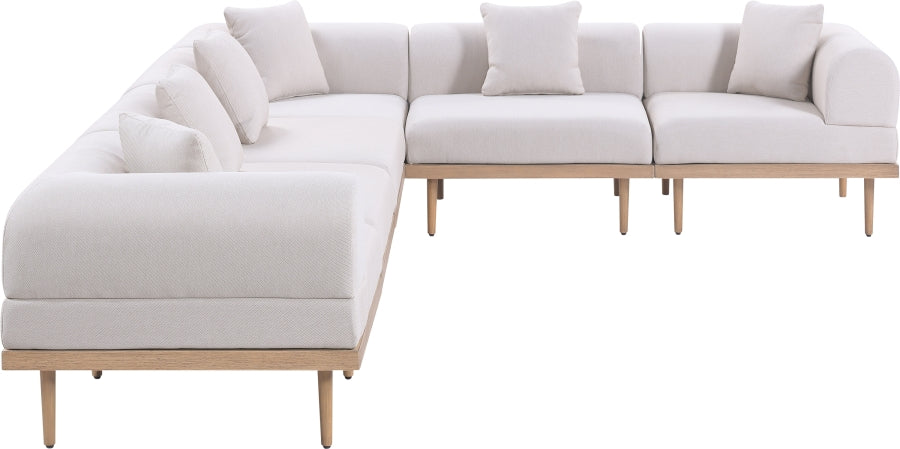 Laguna 142" Resilient Water Resistant Fabric Upholstered Outdoor Patio 6pc. Modular Sectional