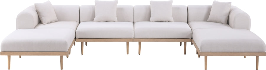 Laguna 142" Resilient Water Resistant Fabric Upholstered Outdoor Patio 6pc. Modular Sectional