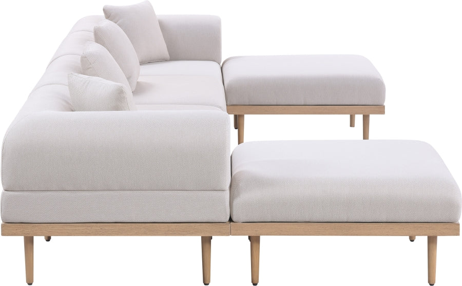 Laguna 142" Resilient Water Resistant Fabric Upholstered Outdoor Patio 6pc. Modular Sectional