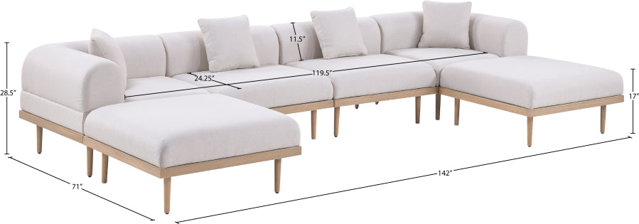 Laguna 142" Resilient Water Resistant Fabric Upholstered Outdoor Patio 6pc. Modular Sectional