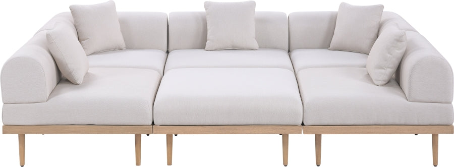 Laguna 106.5" Resilient Water Resistant Fabric Upholstered Outdoor Patio 6pc. Modular Sectional