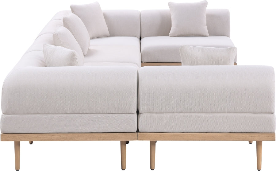 Laguna 142" Resilient Water Resistant Fabric Upholstered Outdoor Patio 6pc. Modular Sectional