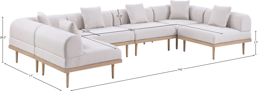 Laguna 142" Resilient Water Resistant Fabric Upholstered Outdoor Patio 6pc. Modular Sectional
