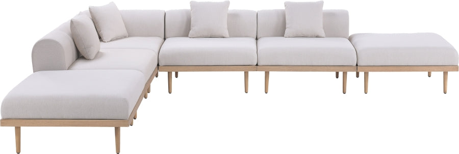 Laguna 142" Resilient Water Resistant Fabric Upholstered Outdoor Patio 6pc. Modular Sectional