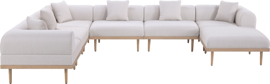 Laguna 142" Resilient Water Resistant Fabric Upholstered Outdoor Patio 7pc. Modular Sectional