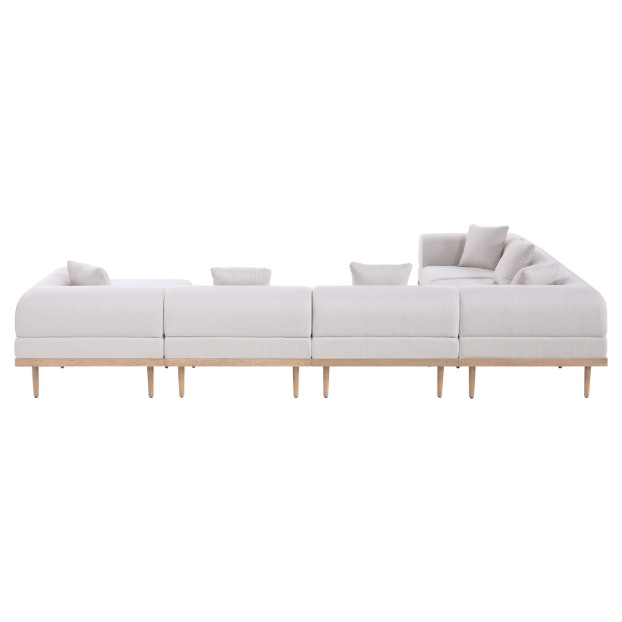 Laguna 142" Resilient Water Resistant Fabric Upholstered Outdoor Patio 7pc. Modular Sectional