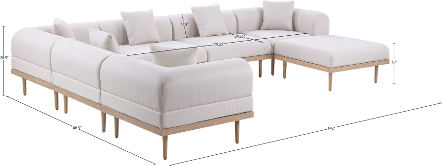 Laguna 142" Resilient Water Resistant Fabric Upholstered Outdoor Patio 7pc. Modular Sectional
