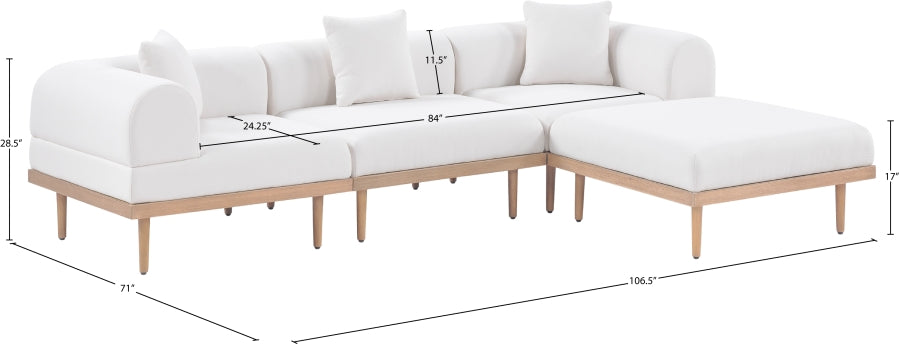 Laguna 106.5" Resilient Water Resistant Fabric Upholstered Outdoor Patio 4pc. Modular Sectional