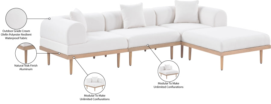 Laguna 106.5" Resilient Water Resistant Fabric Upholstered Outdoor Patio 4pc. Modular Sectional