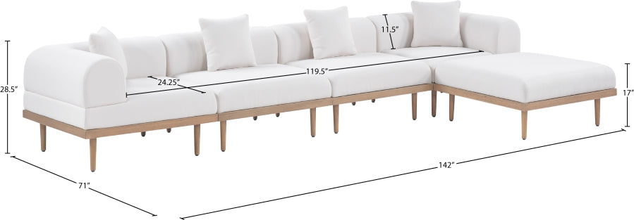 Laguna 142" Resilient Water Resistant Fabric Upholstered Outdoor Patio 5pc. Modular Sectional