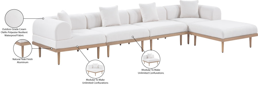 Laguna 142" Resilient Water Resistant Fabric Upholstered Outdoor Patio 5pc. Modular Sectional