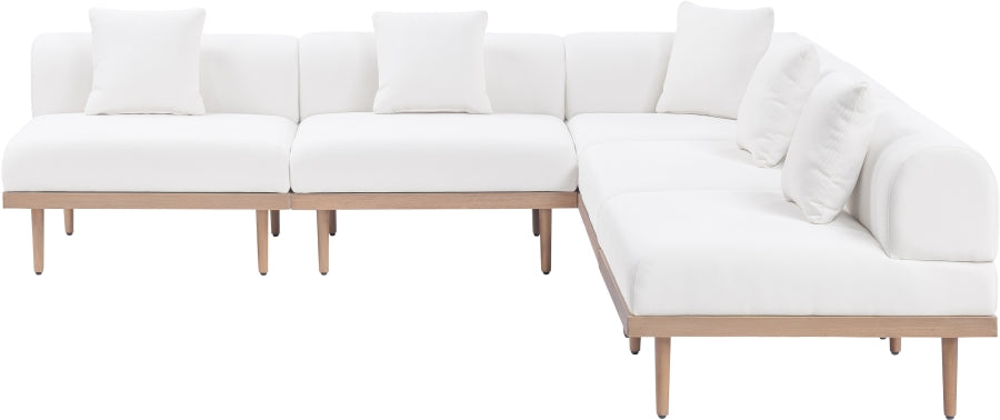 Laguna 106.5" Resilient Water Resistant Fabric Upholstered Outdoor Patio 5pc. Modular Sectional