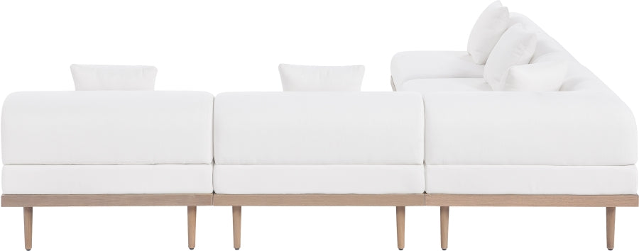 Laguna 106.5" Resilient Water Resistant Fabric Upholstered Outdoor Patio 5pc. Modular Sectional
