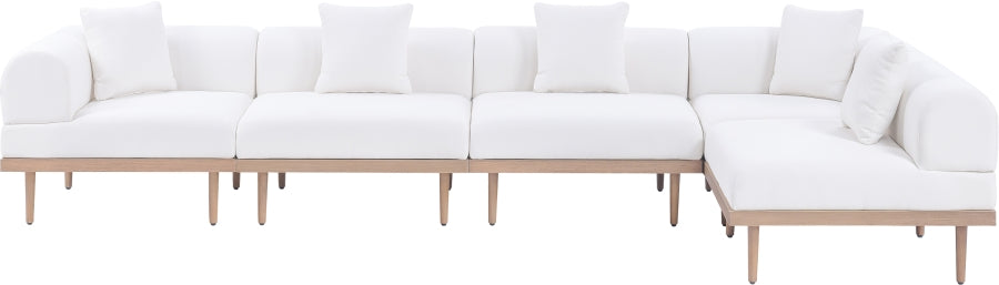 Laguna 142" Resilient Water Resistant Fabric Upholstered Outdoor Patio 5pc. Modular Sectional