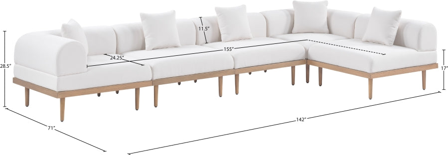 Laguna 142" Resilient Water Resistant Fabric Upholstered Outdoor Patio 5pc. Modular Sectional
