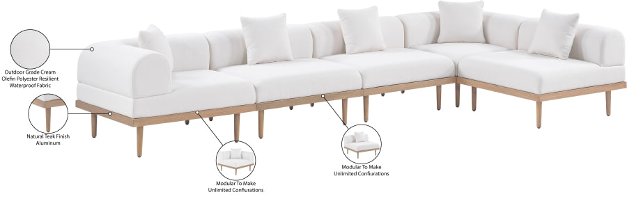 Laguna 142" Resilient Water Resistant Fabric Upholstered Outdoor Patio 5pc. Modular Sectional