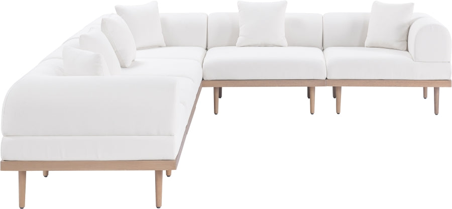 Laguna 142" Resilient Water Resistant Fabric Upholstered Outdoor Patio 6pc. Modular Sectional