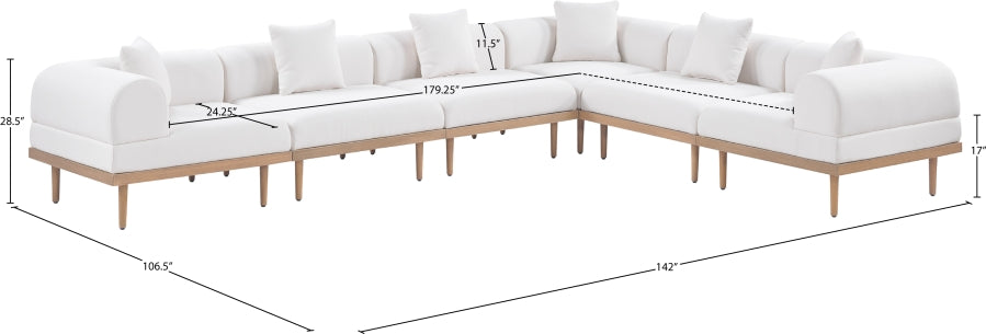 Laguna 142" Resilient Water Resistant Fabric Upholstered Outdoor Patio 6pc. Modular Sectional