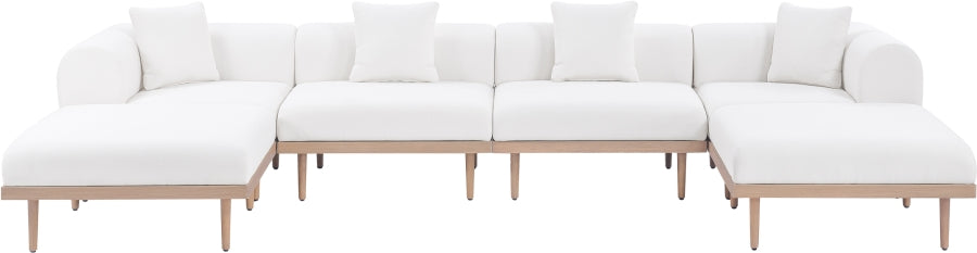 Laguna 142" Resilient Water Resistant Fabric Upholstered Outdoor Patio 6pc. Modular Sectional