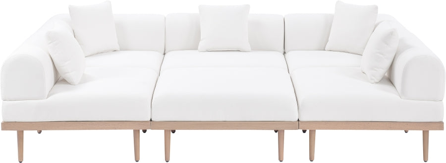 Laguna 106.5" Resilient Water Resistant Fabric Upholstered Outdoor Patio 6pc. Modular Sectional
