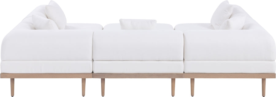 Laguna 106.5" Resilient Water Resistant Fabric Upholstered Outdoor Patio 6pc. Modular Sectional