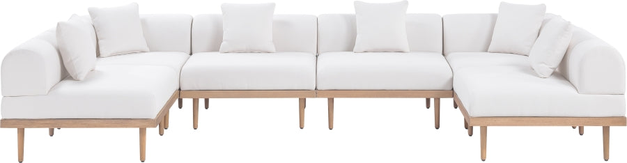 Laguna 142" Resilient Water Resistant Fabric Upholstered Outdoor Patio 6pc. Modular Sectional