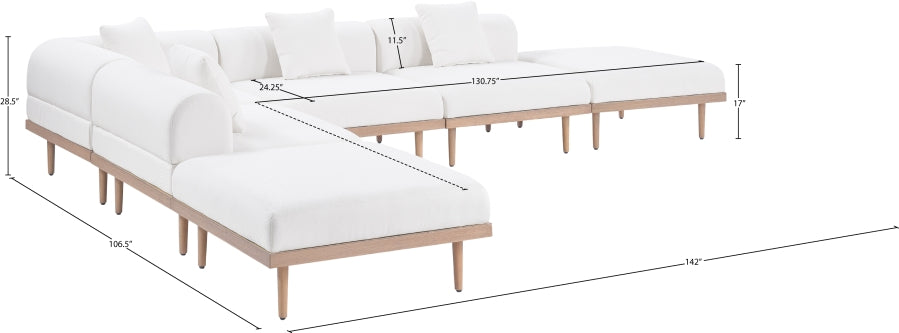 Laguna 142" Resilient Water Resistant Fabric Upholstered Outdoor Patio 6pc. Modular Sectional