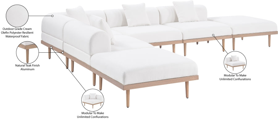 Laguna 142" Resilient Water Resistant Fabric Upholstered Outdoor Patio 6pc. Modular Sectional