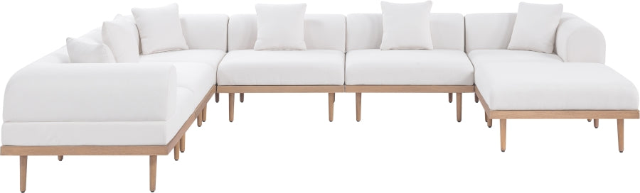 Laguna 142" Resilient Water Resistant Fabric Upholstered Outdoor Patio 7pc. Modular Sectional
