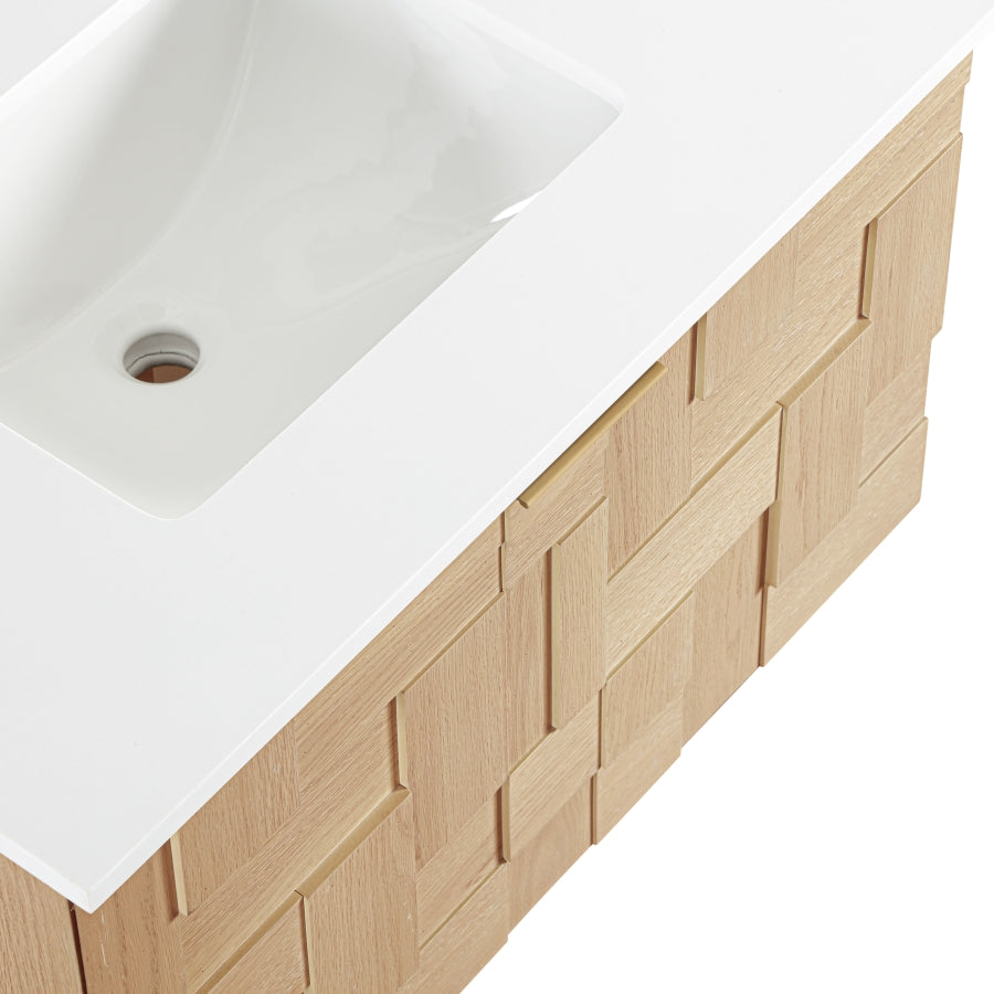 Meuble-lavabo mural pour salle de bain avec lavabo inclus