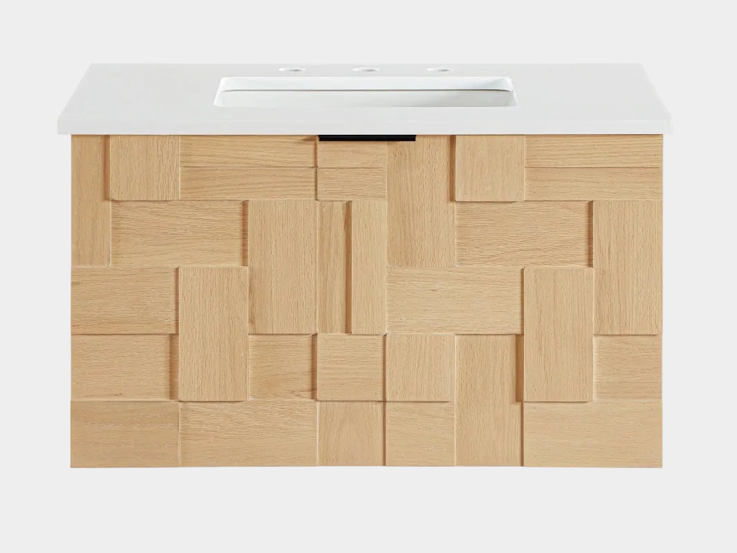 Meuble-lavabo mural pour salle de bain avec lavabo inclus