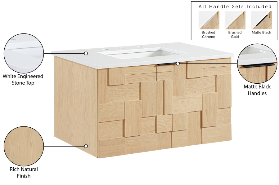 Meuble-lavabo mural pour salle de bain avec lavabo inclus