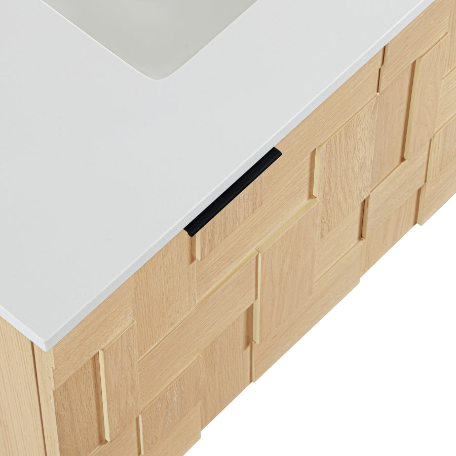 Leonardo 36" White Engineered Stone And Solid Wood Wall Mounted Bathroom Vanity