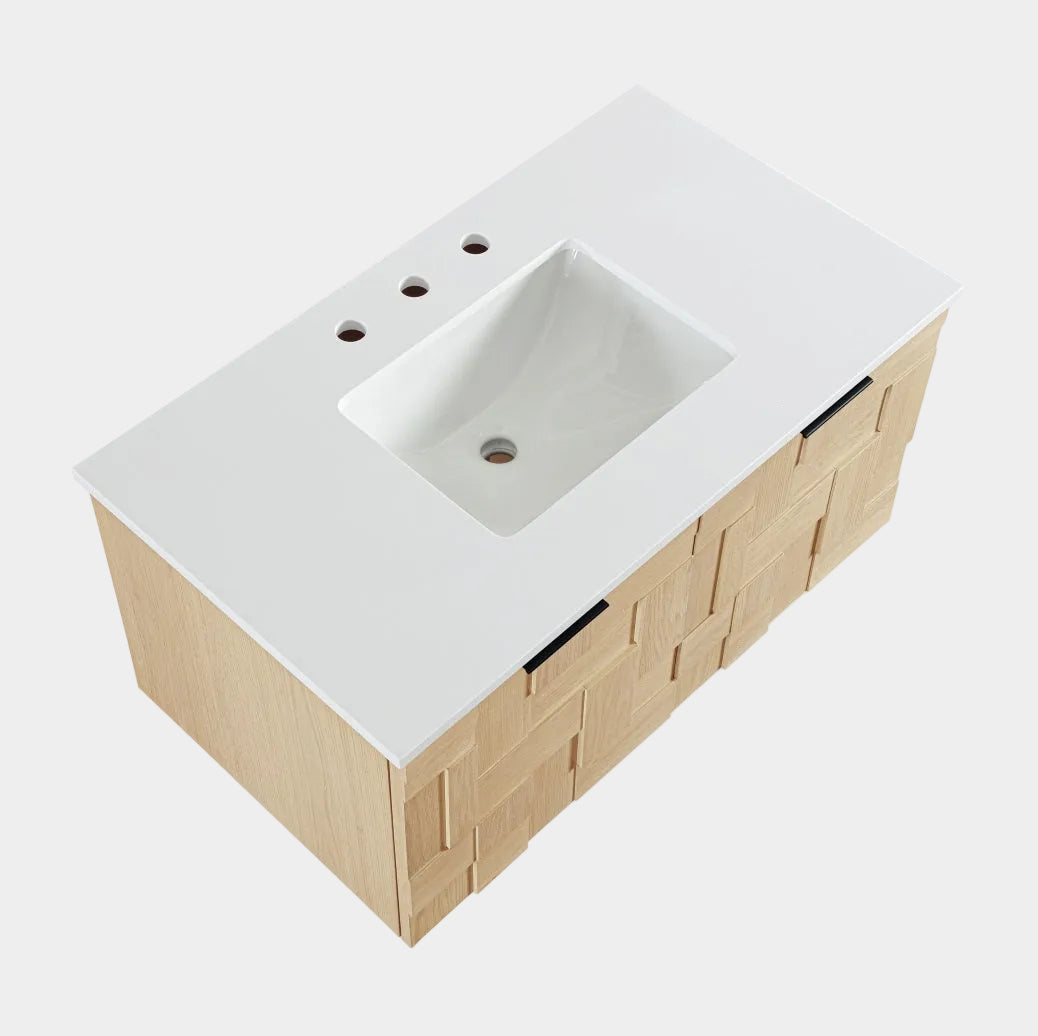 Meuble-lavabo mural pour salle de bain avec lavabo inclus