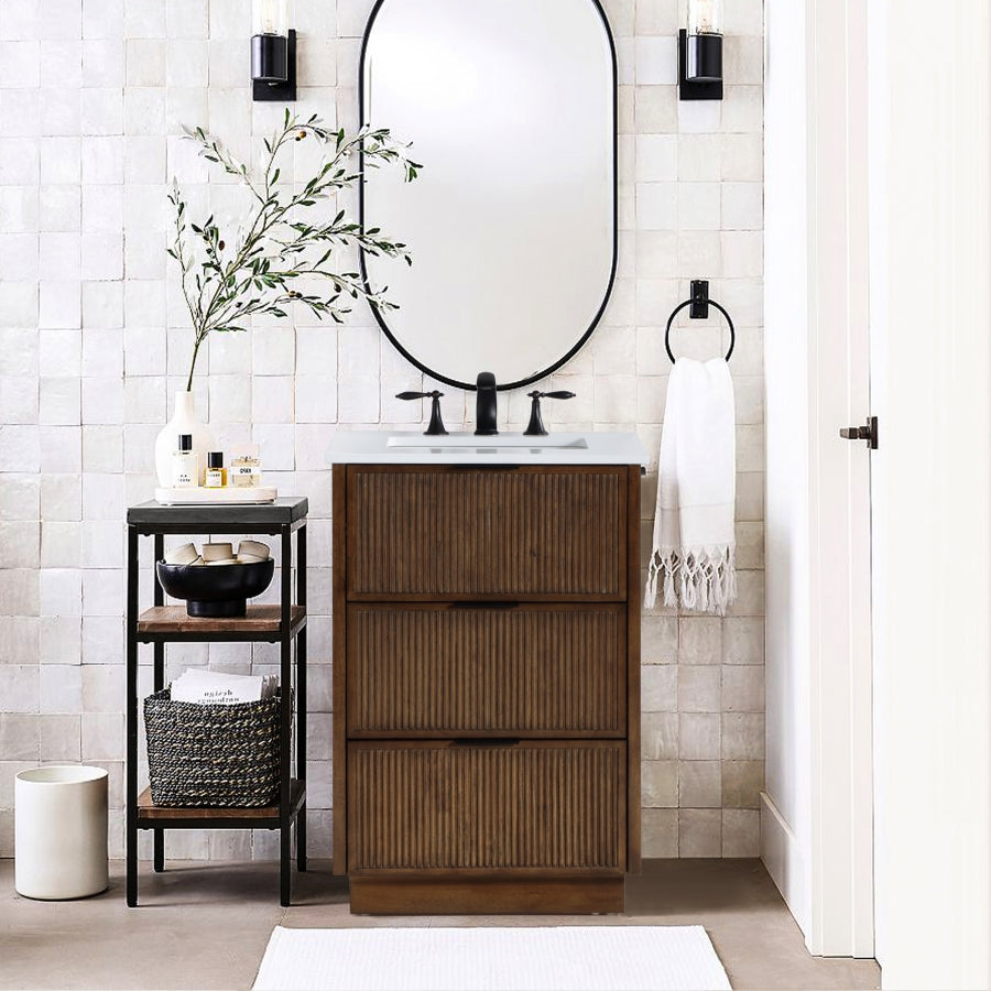 Meuble-lavabo mural pour salle de bain avec lavabo inclus