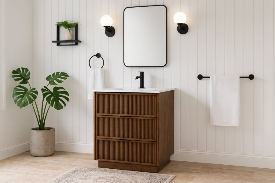 Willard White Engineered Stone And Solid Wood Bathroom Vanity