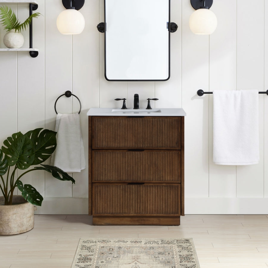 Meuble-lavabo mural pour salle de bain avec lavabo inclus
