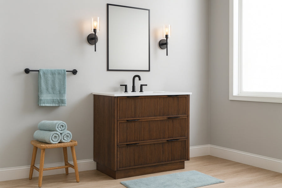 Meuble-lavabo mural pour salle de bain avec lavabo inclus