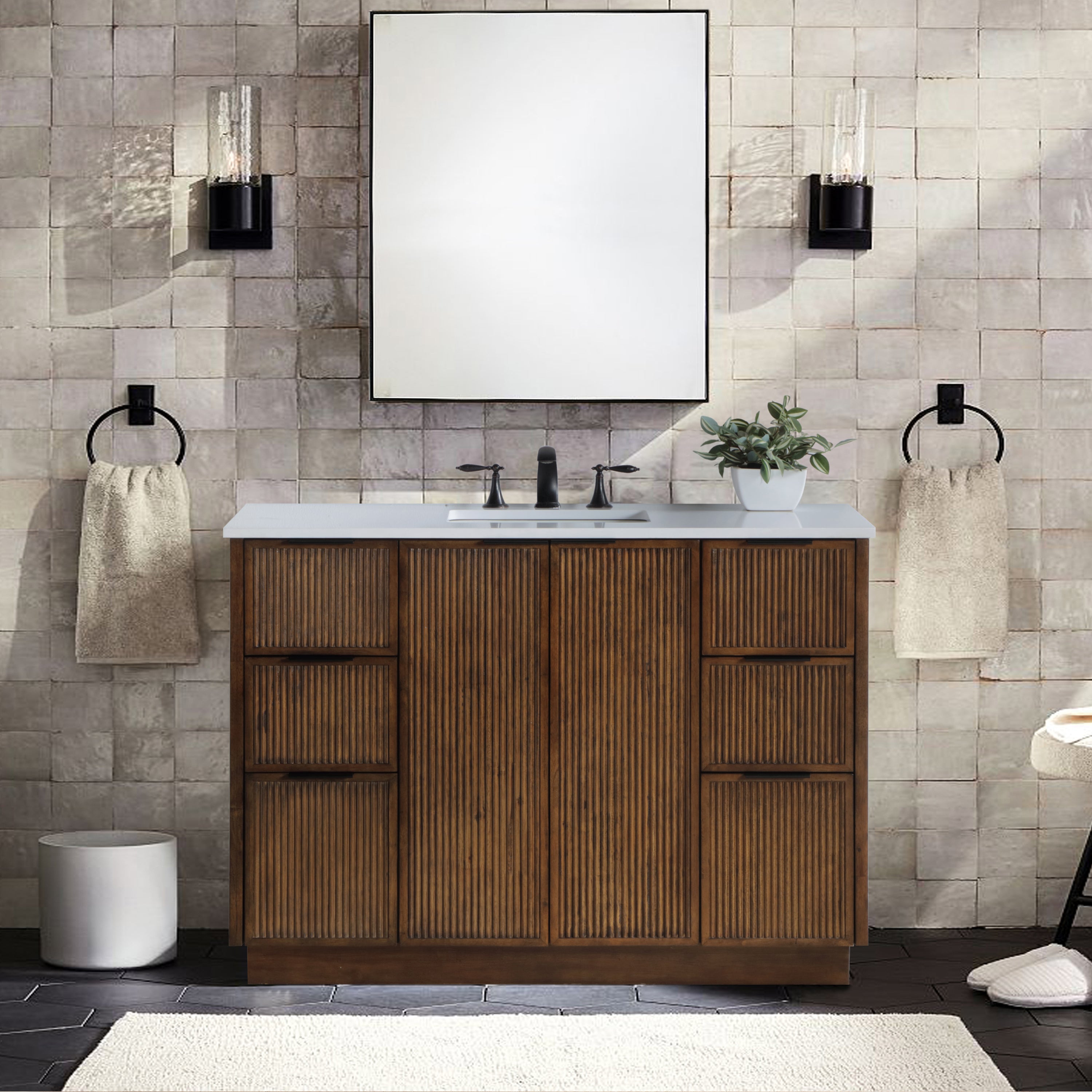 Meuble-lavabo mural pour salle de bain avec lavabo inclus