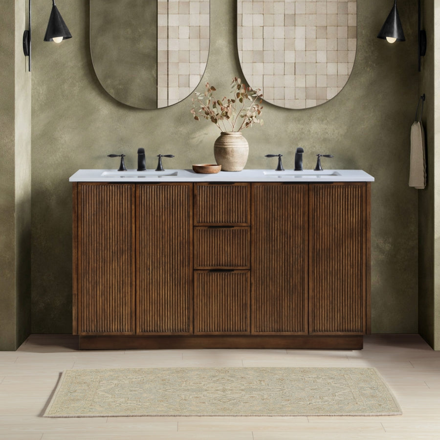 Meuble-lavabo mural pour salle de bain avec lavabo inclus