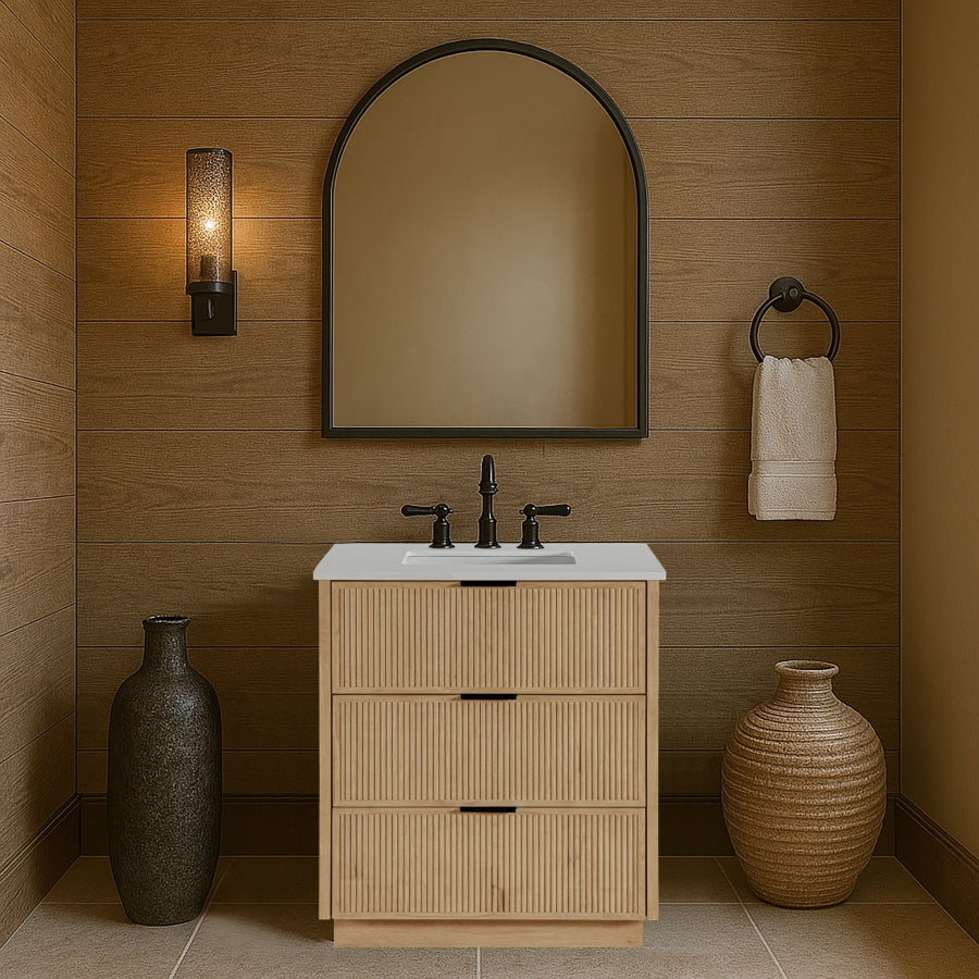 Meuble-lavabo mural pour salle de bain avec lavabo inclus