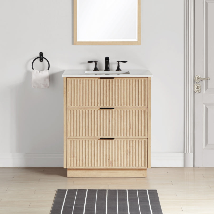 Willard White Engineered Stone And Solid Wood Bathroom Vanity