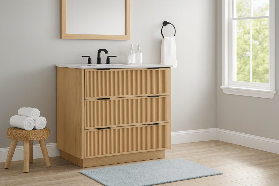 Meuble-lavabo mural pour salle de bain avec lavabo inclus